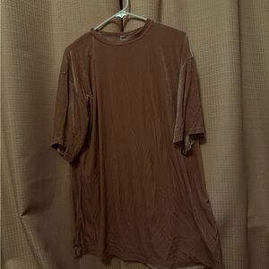 Topshop Mauve Crushed Velvet Tee shirt dress